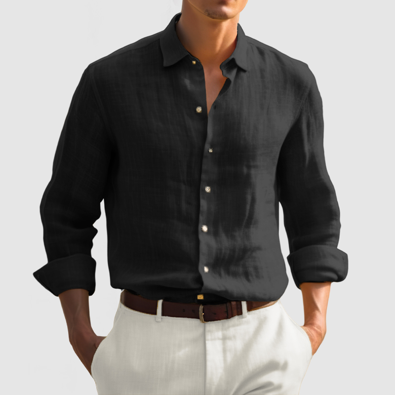 Gentleman Daily Basic Long Sleeve Cotton Linen Shirt-Comfort & Reliable