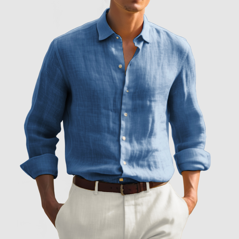 Gentleman Daily Basic Long Sleeve Cotton Linen Shirt-Comfort & Reliable