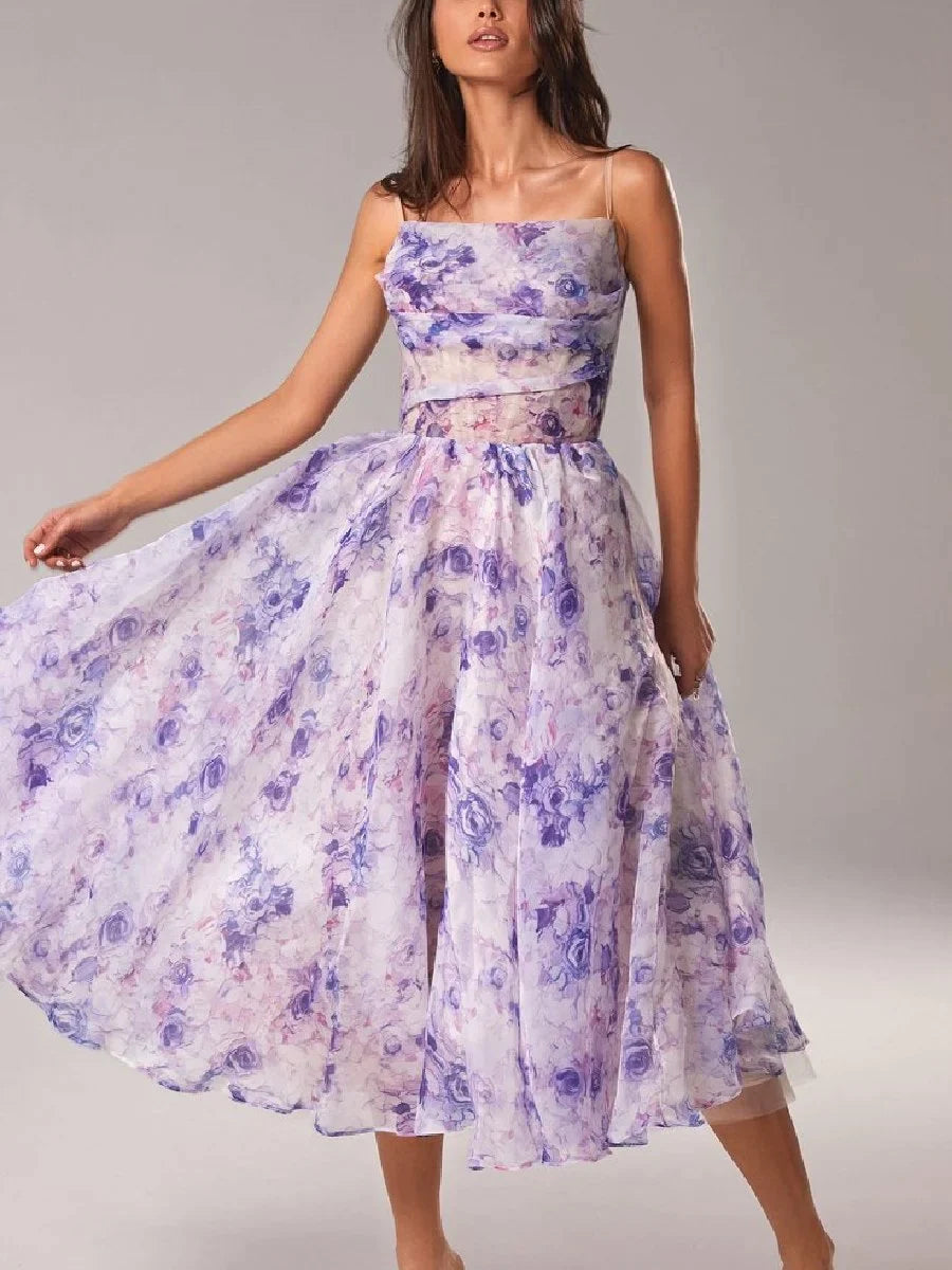 Elegant Printed Strapless Dress