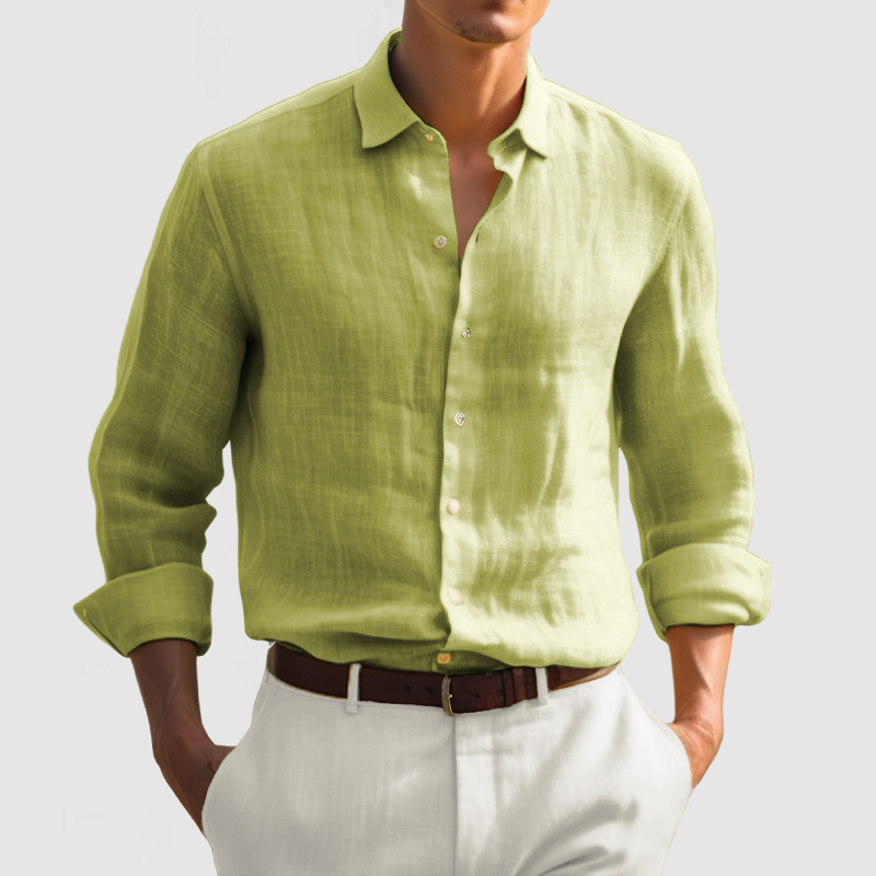 Gentleman Daily Basic Long Sleeve Cotton Linen Shirt-Comfort & Reliable