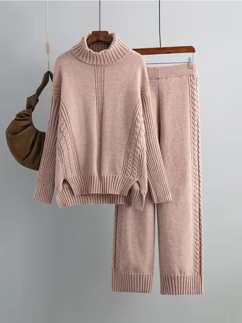 Scarlett Stylish High-Neck Pullover Knitted Set