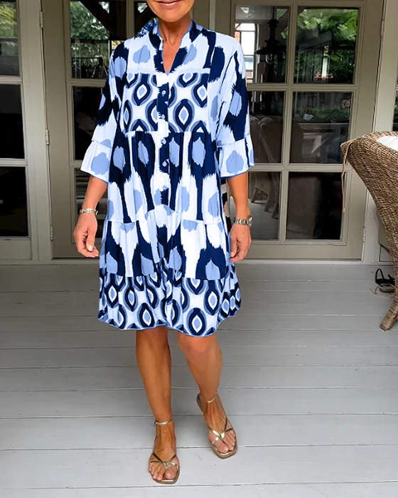 Spotted Print Pleated Dress-Comfort & Reliable