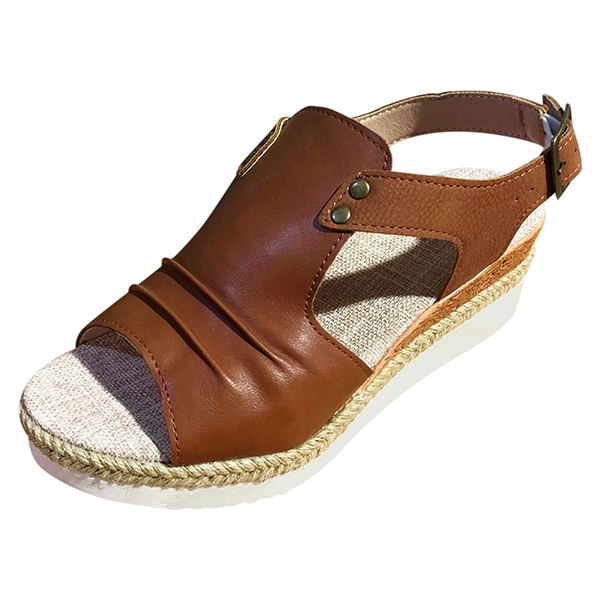 LAST DAY 50% OFF-2025 Womens Open Toe Ankle Strap Platform Orthopedic Wedge Sandals-Comfort & Reliable