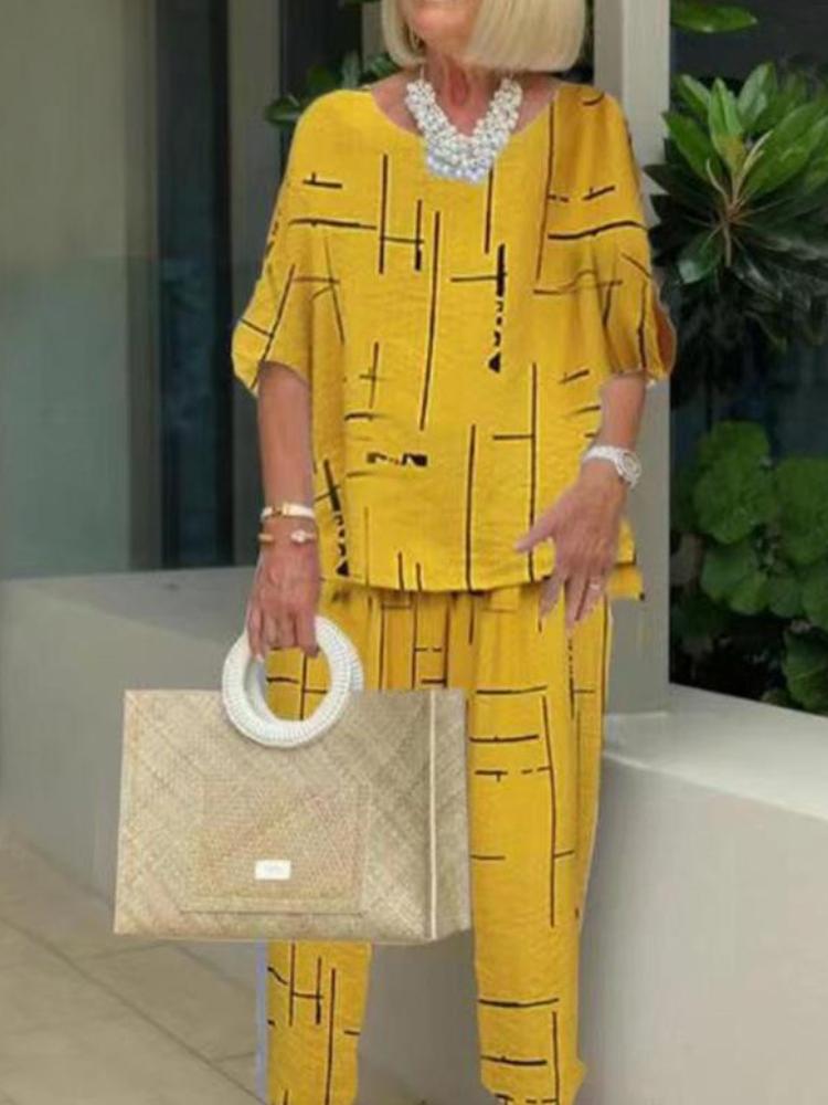 Round Neck Half Sleeve T-Shirt Casual Pants Women's Suits-Comfort & Reliable