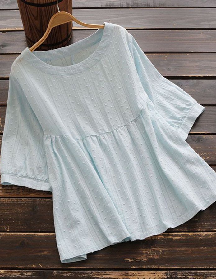 Women's Round Neck Pullover Casual Solid Color Short Sleeve T-shirt-Comfort & Reliable