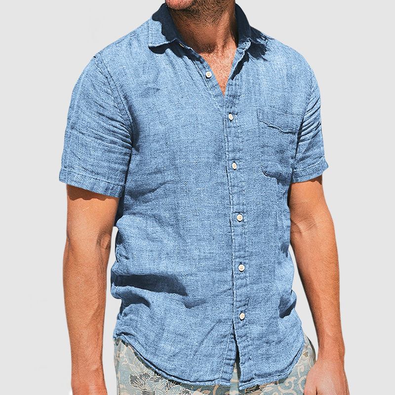 Gentleman's Vacation Soft Two-tone Cotton Linen Shirt-Comfort & Reliable