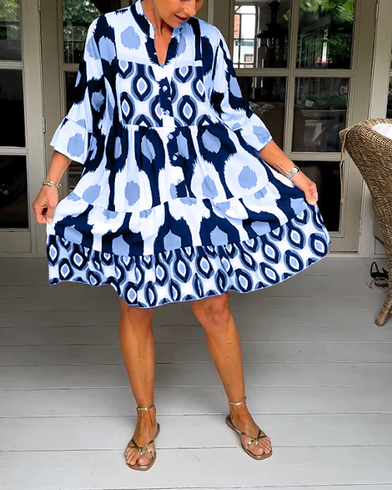 Spotted Print Pleated Dress-Comfort & Reliable