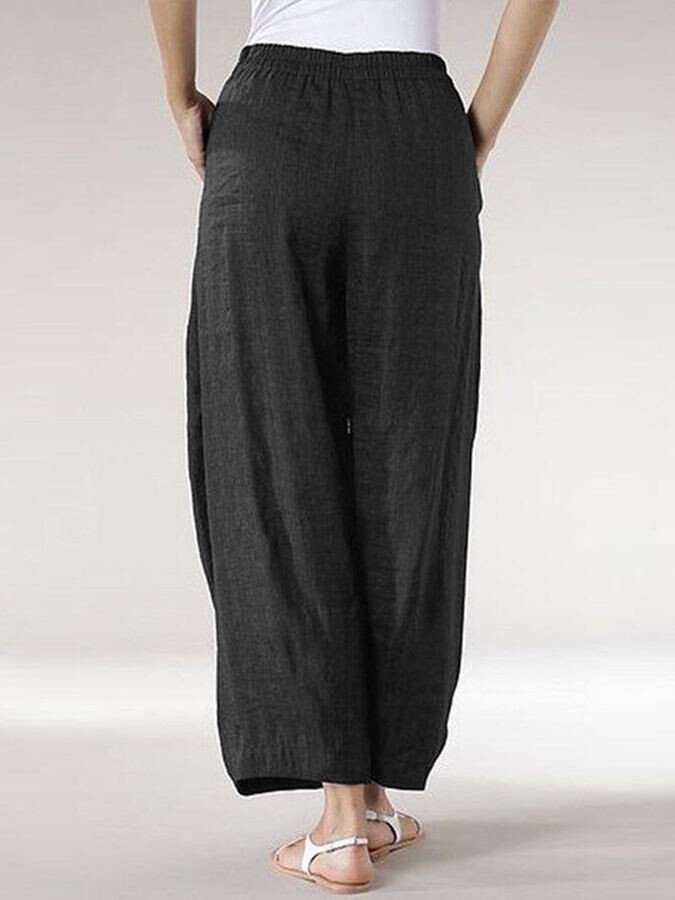 Women's Comfortable Cotton Linen Cropped Straight Casual Wide Leg Pants-Comfort & Reliable