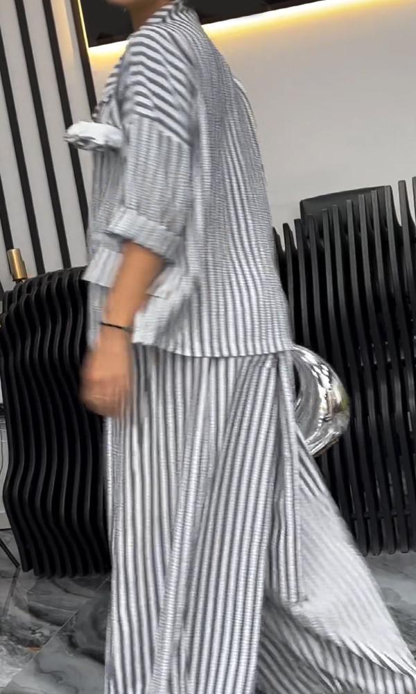 Women's Comfortable Striped Top And Pants Two-Piece Set-Comfort & Reliable