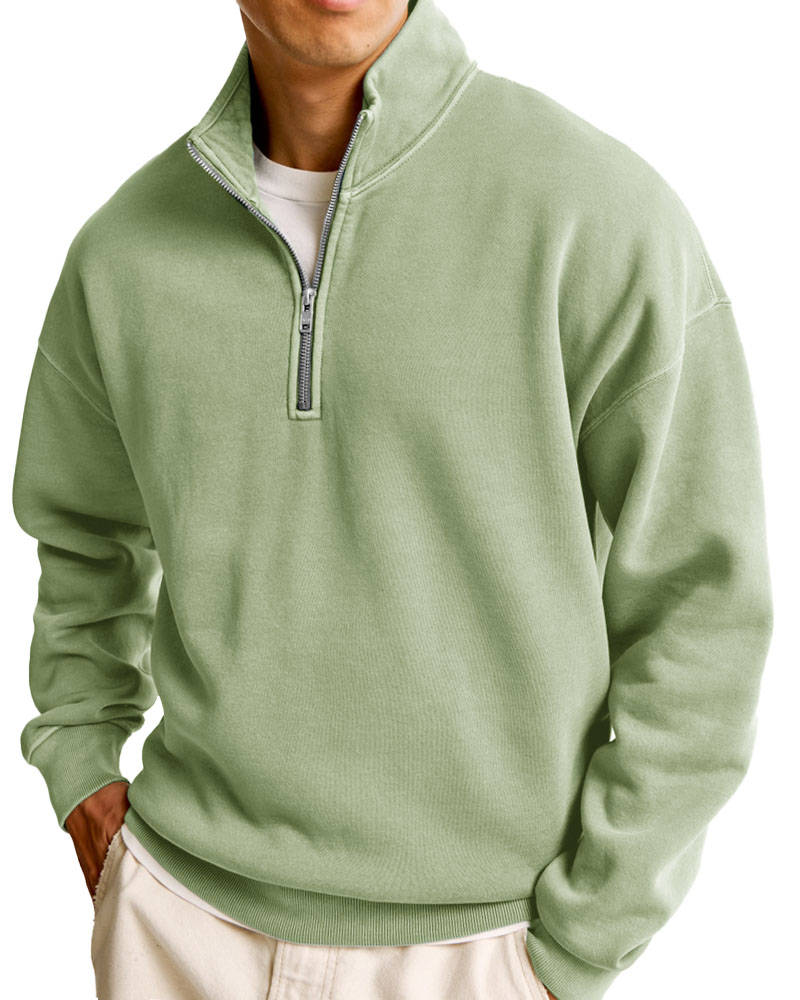 Men's Fashionable Casual Half-Zip Stand Collar Long-Sleeved Sweatshirt-Comfort & Reliable