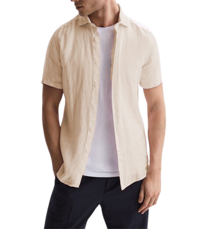 Men's  Cotton Linen Casual Short Sleeve Shirt-Comfort & Reliable