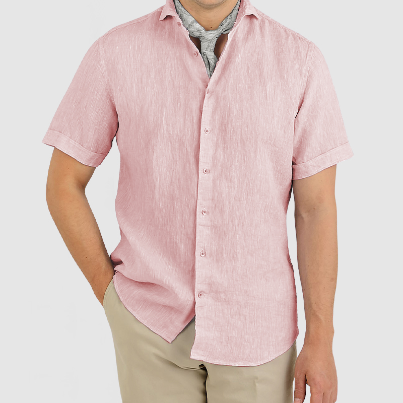 Gentleman's Daily Cotton Linen Short Sleeve Shirt-Comfort & Reliable