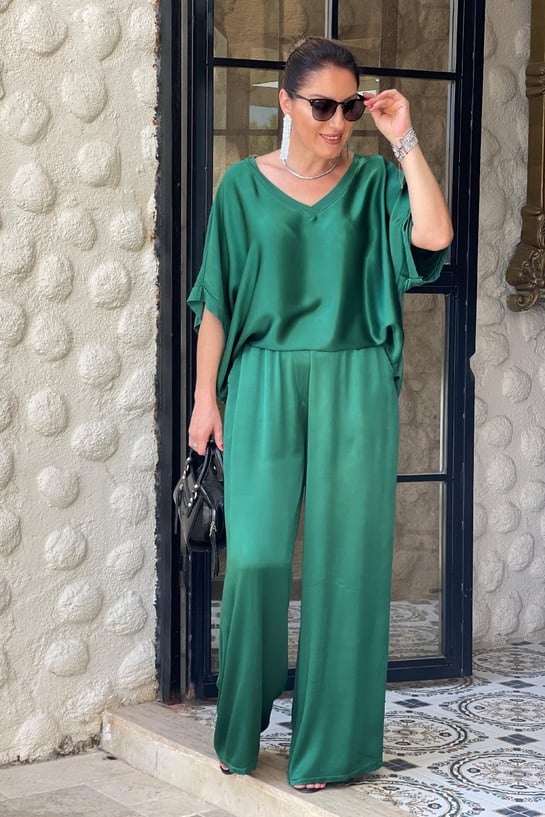 V-neck Satin Two-piece Suit(UK SIZE)-Comfort & Reliable