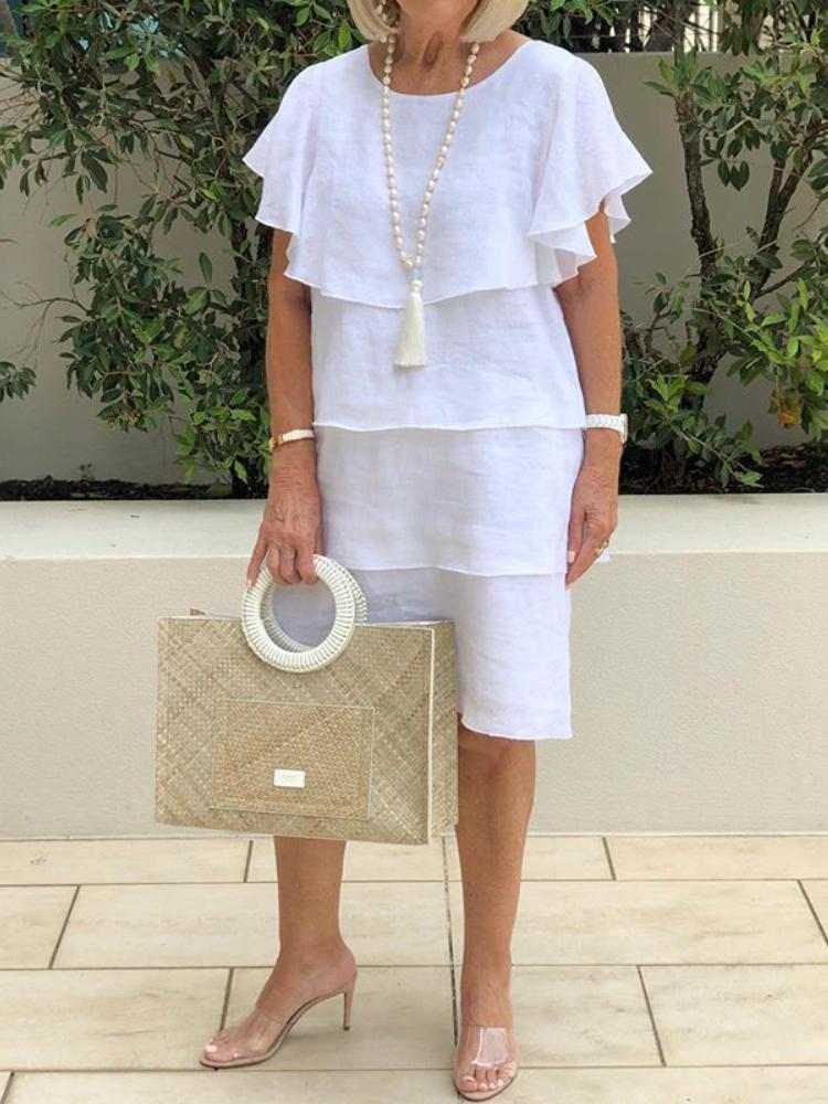 Romantic Soft White Tiered Dress-Comfort & Reliable