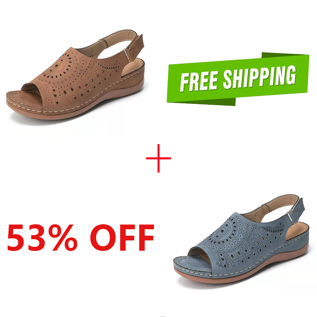 LAST DAY 50% OFF-Womens Casual Peep Toe Hollow Out  Wedges Arch Support Sandals-Comfort & Reliable