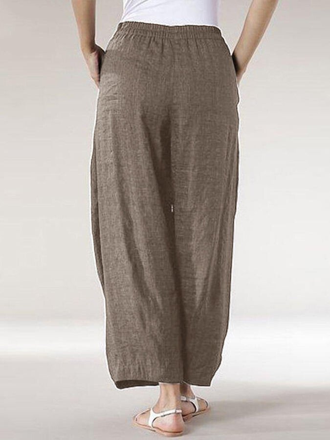 Women's Comfortable Cotton Linen Cropped Straight Casual Wide Leg Pants-Comfort & Reliable