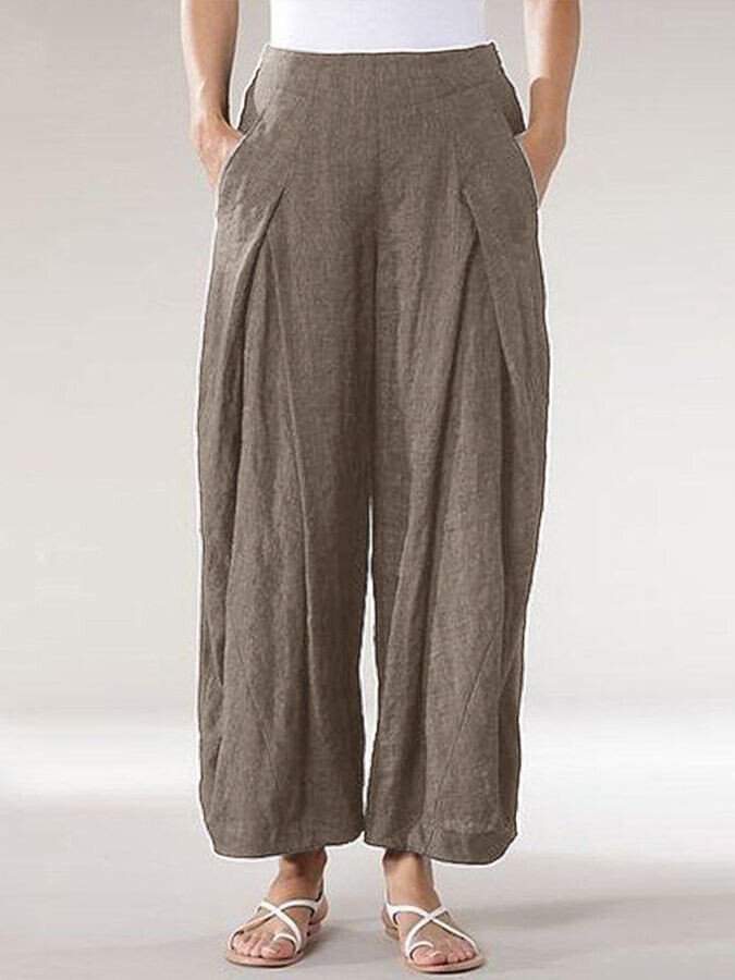 Women's Comfortable Cotton Linen Cropped Straight Casual Wide Leg Pants-Comfort & Reliable