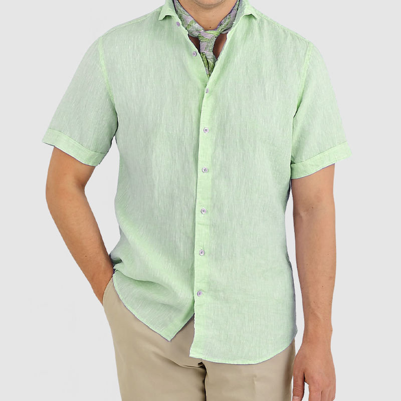 Gentleman's Daily Cotton Linen Short Sleeve Shirt-Comfort & Reliable