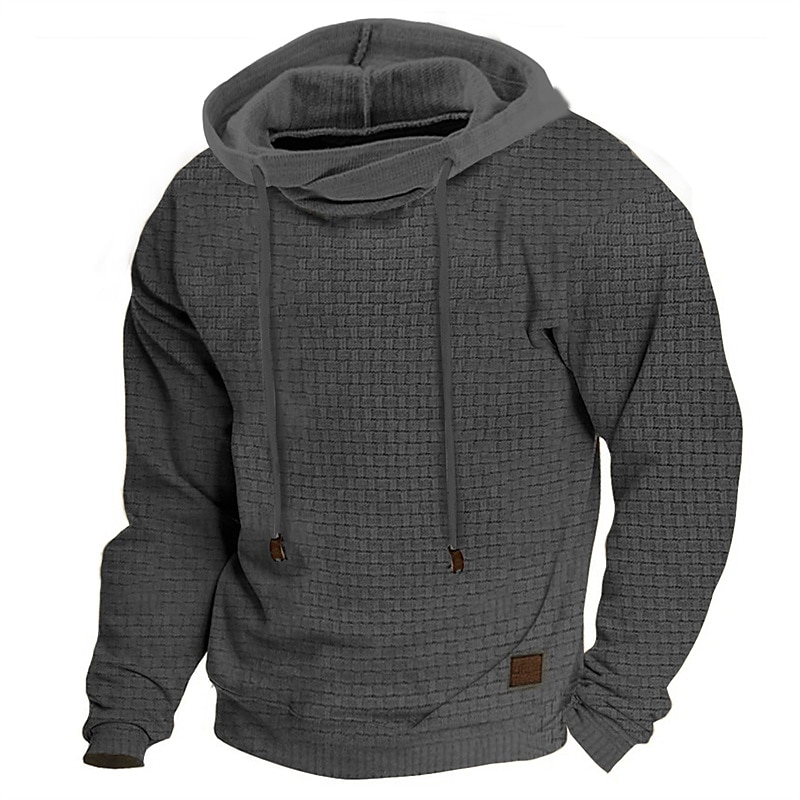 Men's Hoodie Outdoor Sports Solid Color Long Sleeve Daily Tops Apricot Sweatshirt-Comfort & Reliable