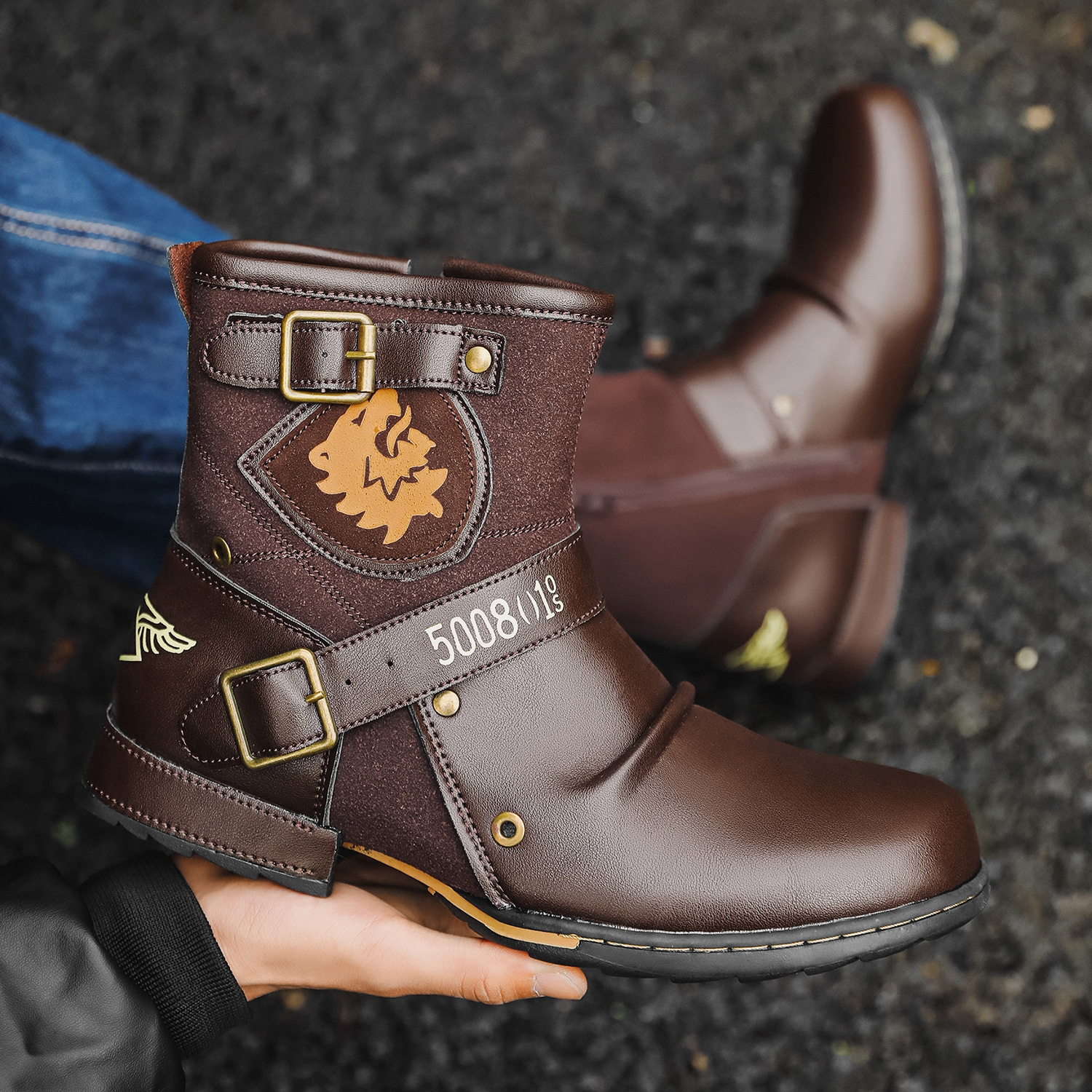 Men's Vintage Western Cowboy Martin Boots-Comfort & Reliable