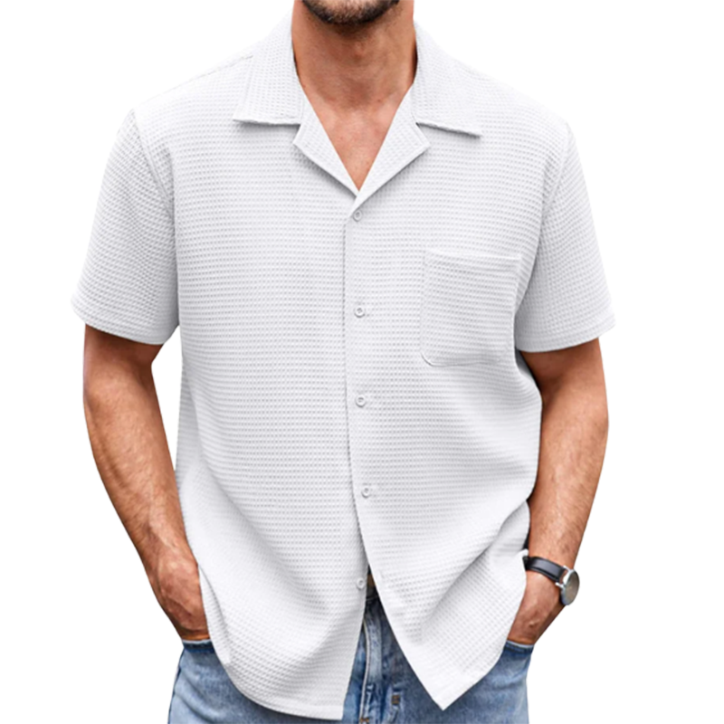 Men's Cotton Linen Casual Button Down Short Sleeve Shirt-Comfort & Reliable