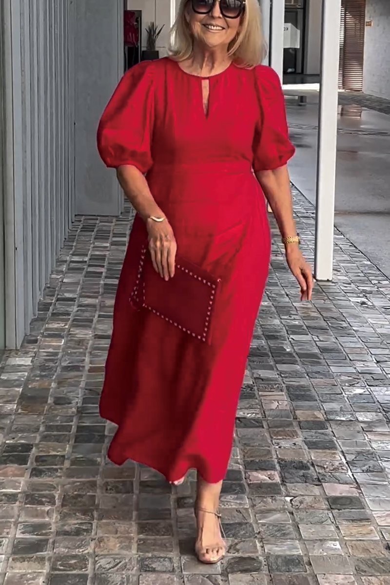 Solid color cotton and linen dress-Comfort & Reliable