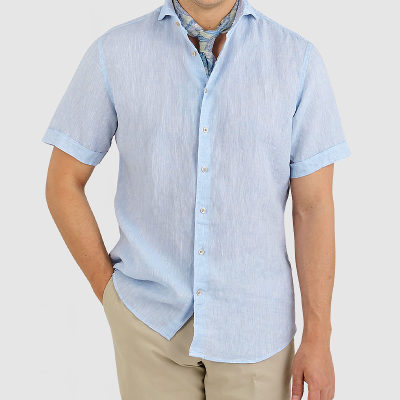 Gentleman's Daily Cotton Linen Short Sleeve Shirt-Comfort & Reliable