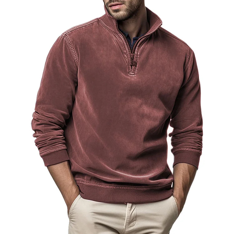 🔥HOT SALE🔥Gentleman's Half Zip Henley Fleece Sweatshirt-Comfort & Reliable