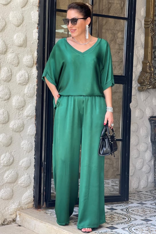 V-neck Satin Two-piece Suit(UK SIZE)-Comfort & Reliable