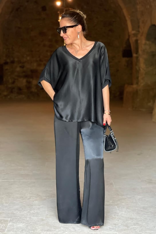 V-neck Satin Two-piece Suit(UK SIZE)-Comfort & Reliable