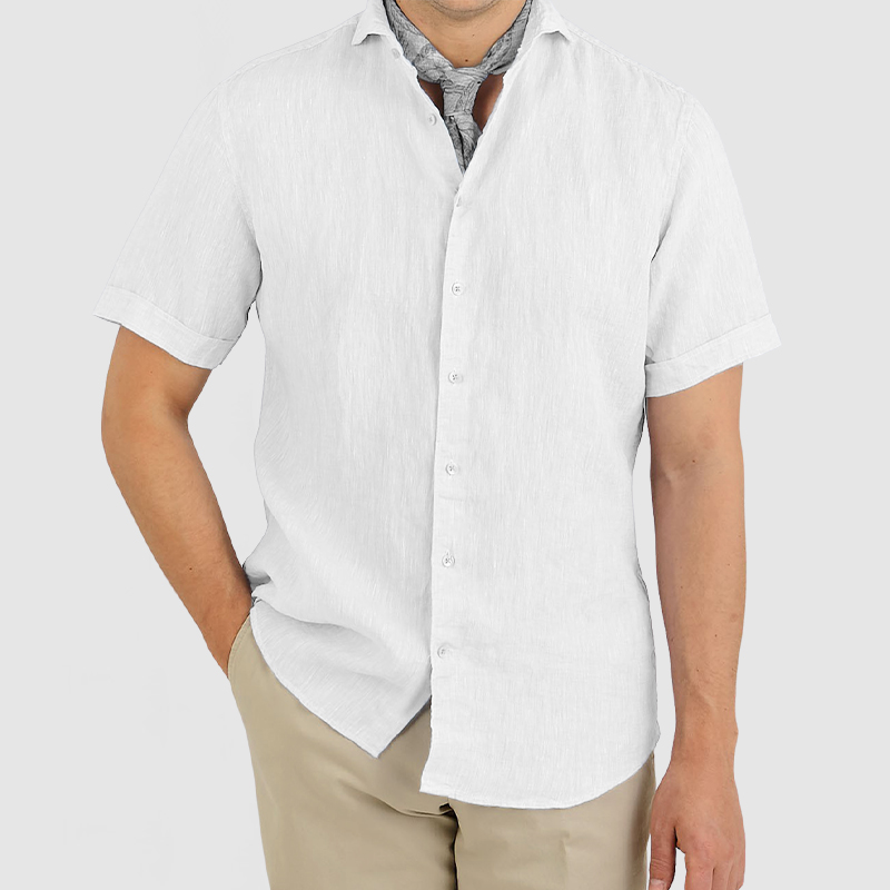 Gentleman's Daily Cotton Linen Short Sleeve Shirt-Comfort & Reliable