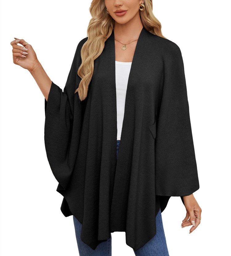 Women's Elegant Shawl Wraps Soft Open Front Poncho Sweater-Comfort & Reliable