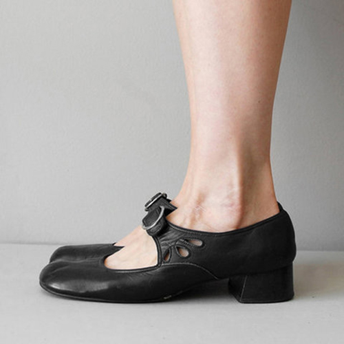 😍Last Day 50% OFF😍-Women's Orthopedic Low Heel Buckle Shallow Mouth Leather Shoes-Comfort & Reliable