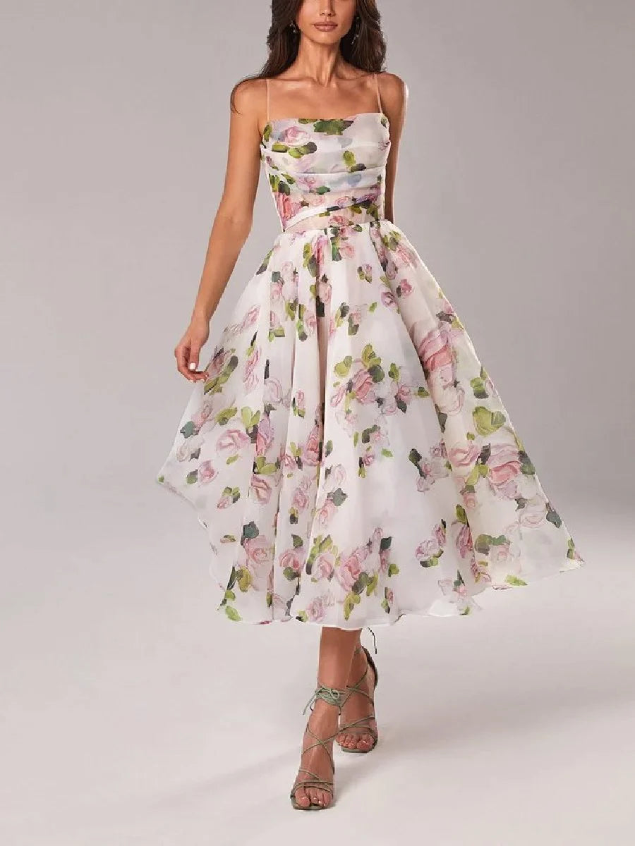 Elegant Printed Strapless Dress