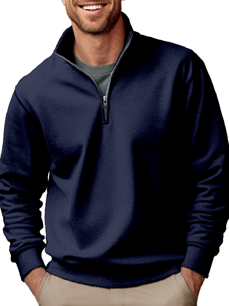 New Men's Casual Zipper Stand Collar Thickened Fleece Sweatshirt-Comfort & Reliable
