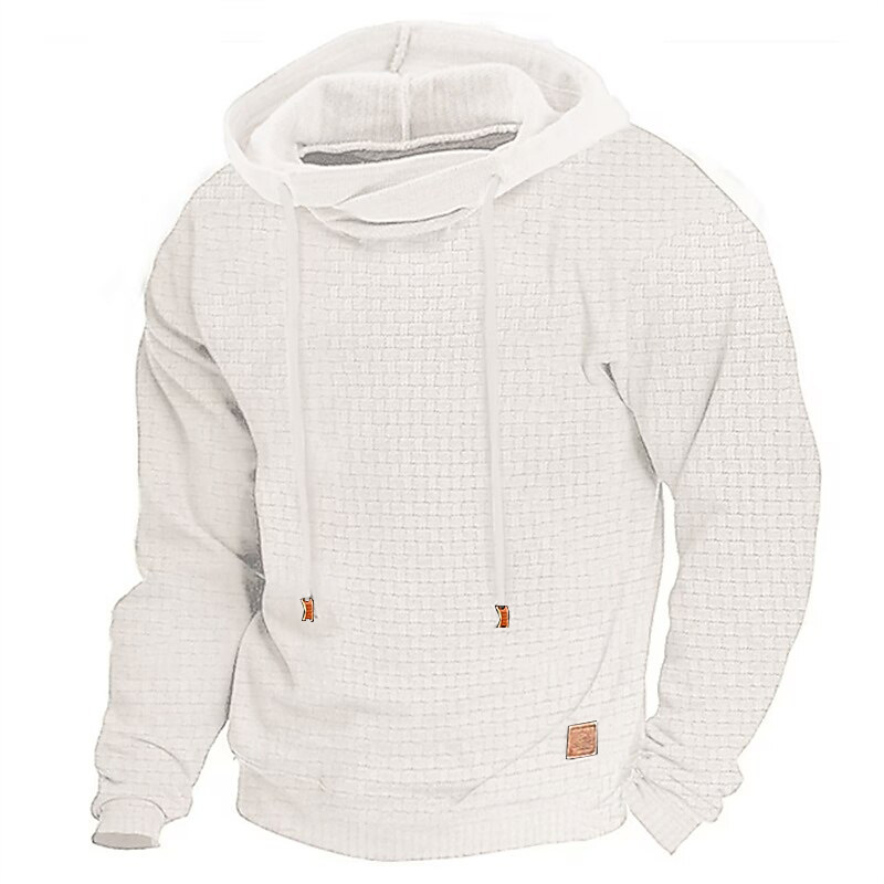 Men's Hoodie Outdoor Sports Solid Color Long Sleeve Daily Tops Apricot Sweatshirt-Comfort & Reliable