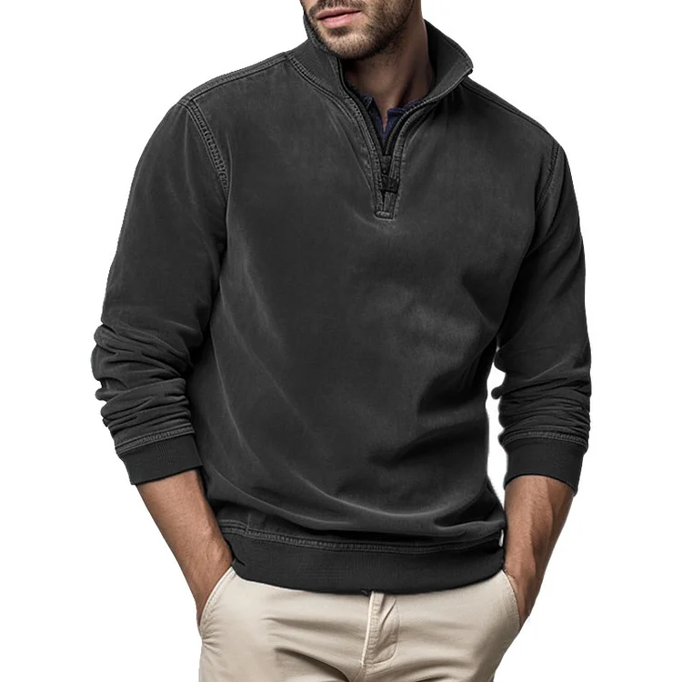 🔥HOT SALE🔥Gentleman's Half Zip Henley Fleece Sweatshirt-Comfort & Reliable