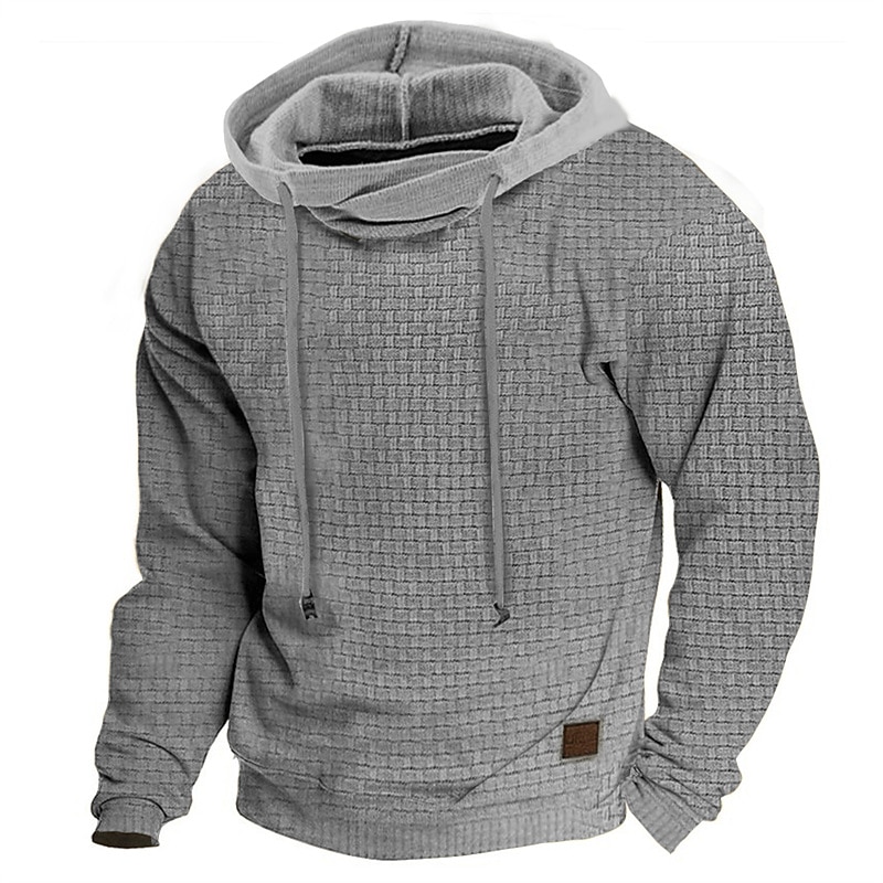 Men's Hoodie Outdoor Sports Solid Color Long Sleeve Daily Tops Apricot Sweatshirt-Comfort & Reliable