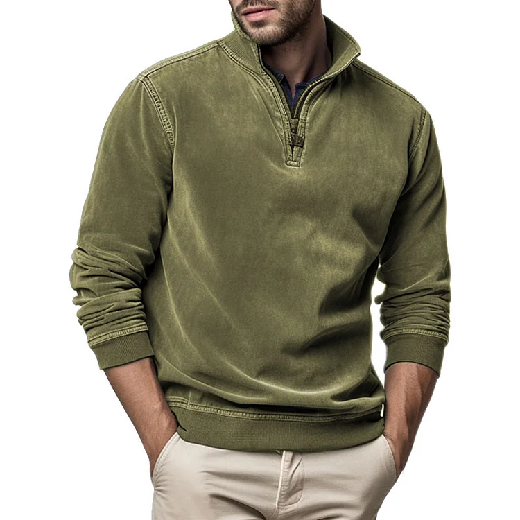 🔥HOT SALE🔥Gentleman's Half Zip Henley Fleece Sweatshirt-Comfort & Reliable