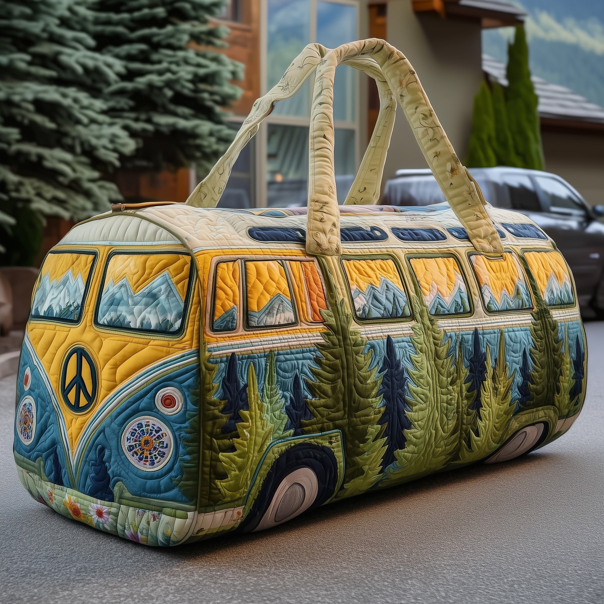 Hippie Van Quilted Duffle Bag GFTOYC40-Comfort & Reliable