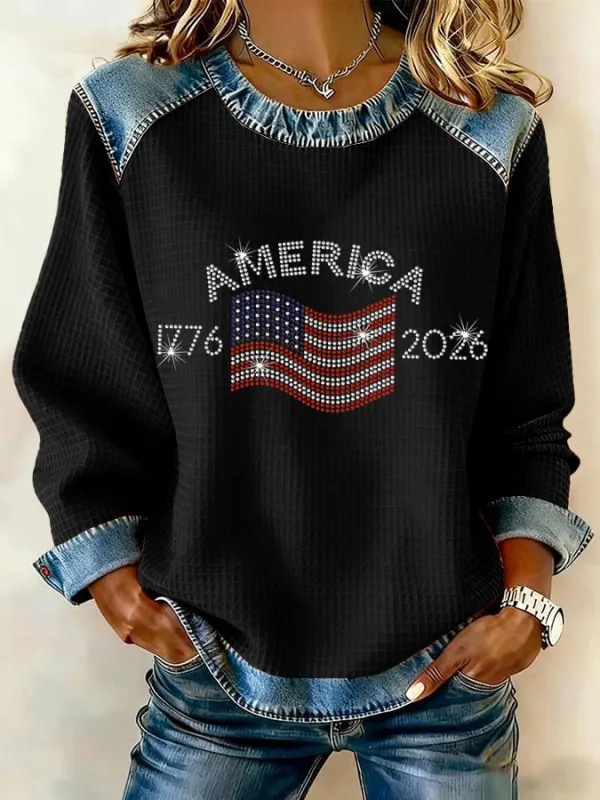 Women's America Print Crewneck Sweatshirt
