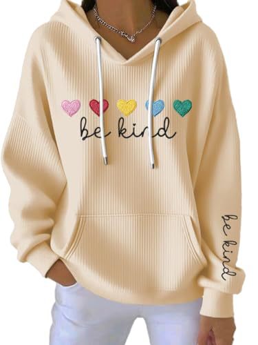 Women's Heart Be Kind Letter Print Hooded Sweatshirt
