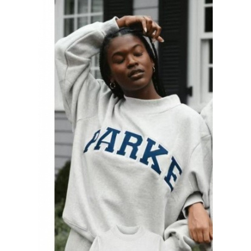 Embroidered Letter Crewneck Long-Sleeve Pullover Sweatshirt for Women