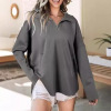 Women's Loose Fit Zip-Up Hoodie with Lapel Collar