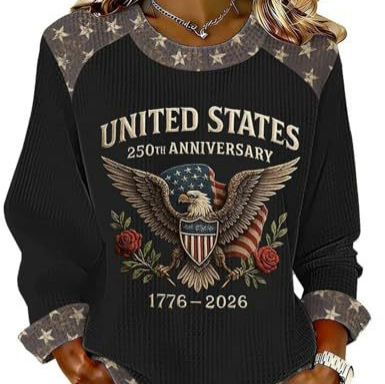 Women's Eagle American Flag Print Crewneck Sweatshirt