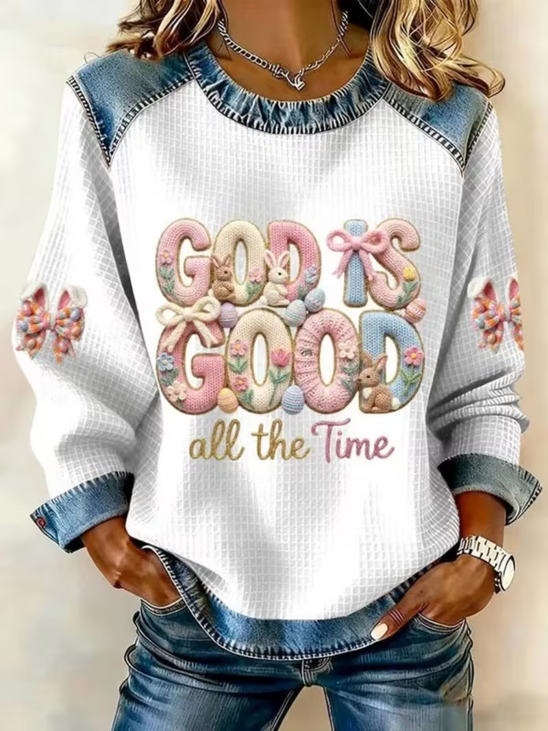 Women's God Is Good Colorful Letter Print Sweatshirt