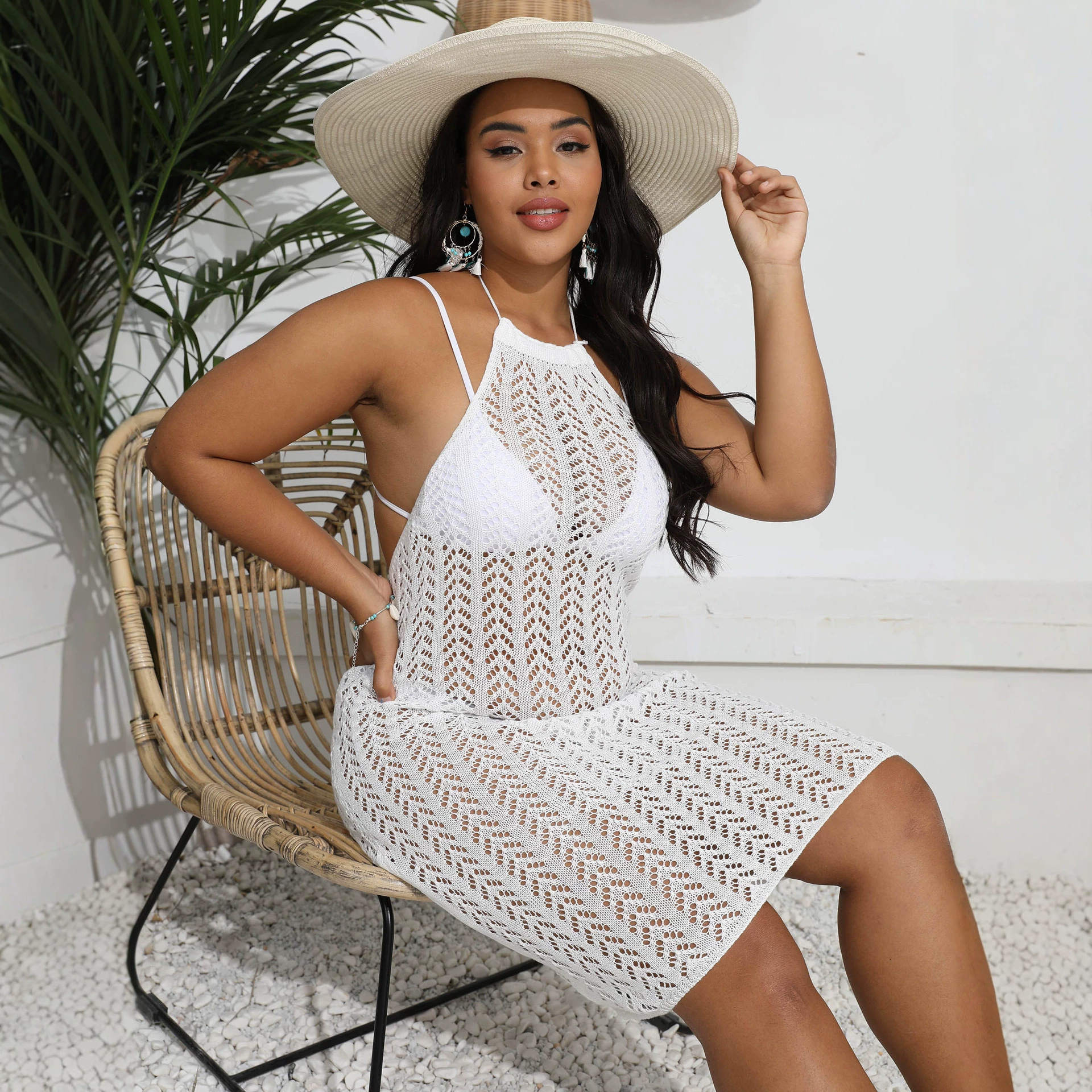 Women's Sexy Cutout Backless Tie Beach Dress