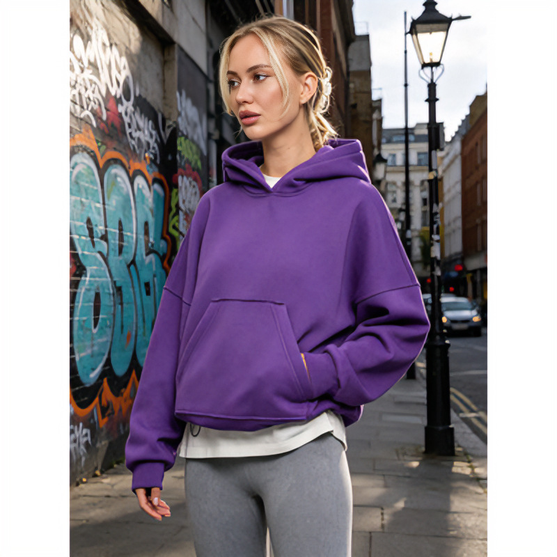 Women's Hooded Drawstring Waist Pullover Fleece Sweatshirt