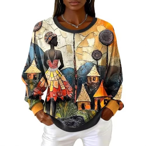 Women's Black Floral Tree Print Sweatshirt
