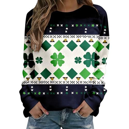 Women's Lucky Clover Floral Print Crewneck Sweatshirt